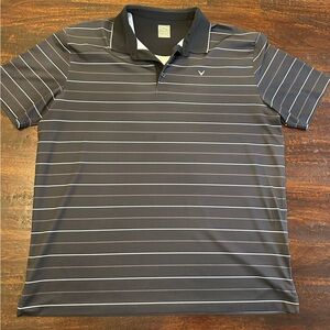 Callaway Men's Polo Shirt - Black and Gray Stripes